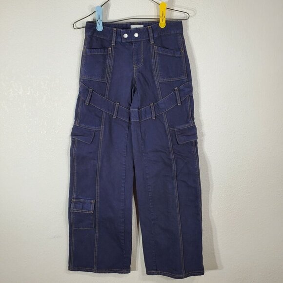 PacSun Low Rise Baggy Cargo Pants Size 22 Dark Blue Wide Leg 27x30 - Picture 14 of 14